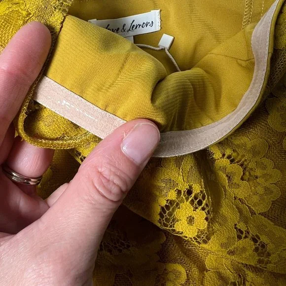 For Love And Lemons NWT Tiana one shoulder yellow lace mini dress - Picture 15 of 16